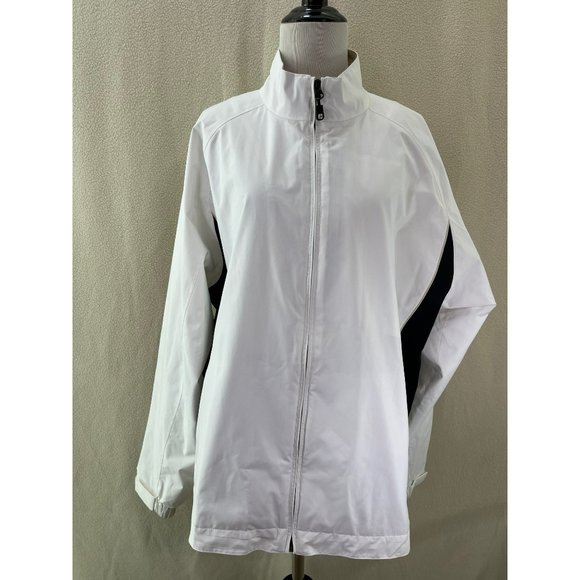 FJ White w/ Black/Tan Accent Lightweight Windbreaker Jacket, Size XL - Picture 1 of 12